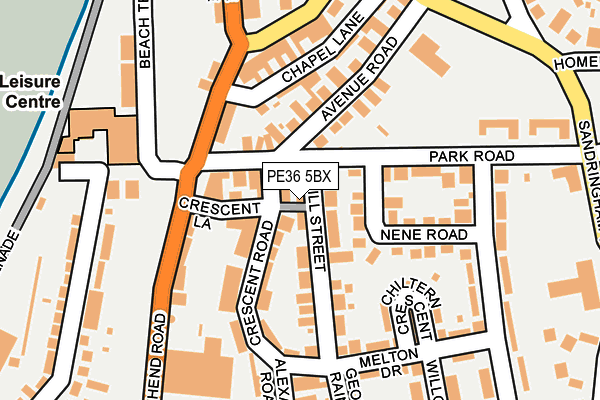 PE36 5BX map - OS OpenMap – Local (Ordnance Survey)