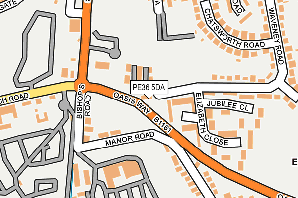 PE36 5DA map - OS OpenMap – Local (Ordnance Survey)