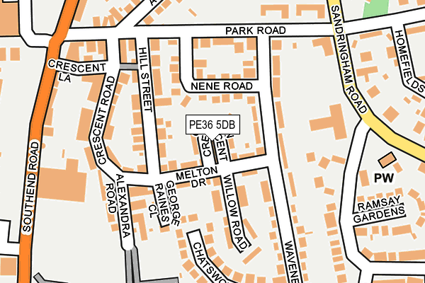 PE36 5DB map - OS OpenMap – Local (Ordnance Survey)