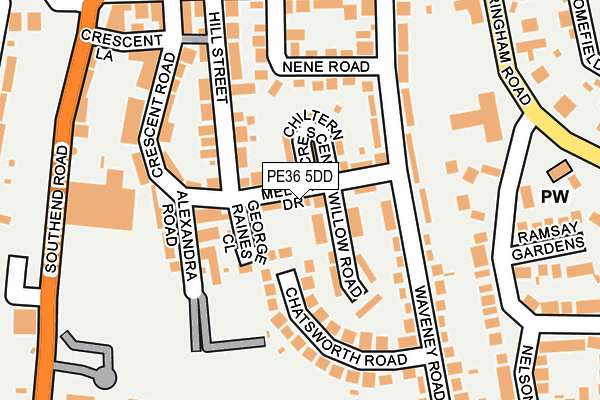 PE36 5DD map - OS OpenMap – Local (Ordnance Survey)