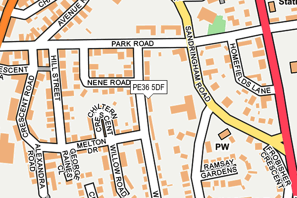 PE36 5DF map - OS OpenMap – Local (Ordnance Survey)