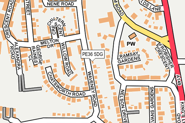PE36 5DG map - OS OpenMap – Local (Ordnance Survey)