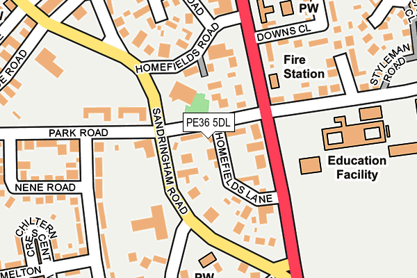 PE36 5DL map - OS OpenMap – Local (Ordnance Survey)