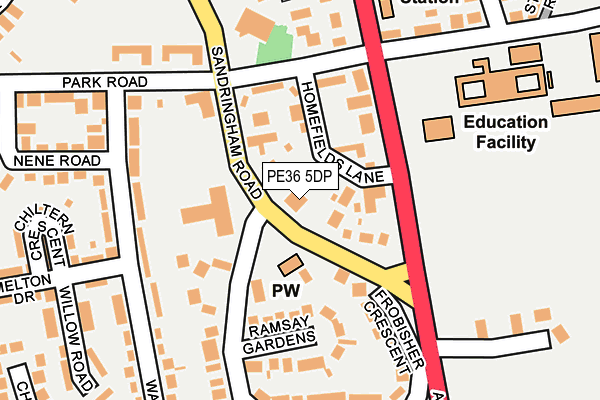 PE36 5DP map - OS OpenMap – Local (Ordnance Survey)
