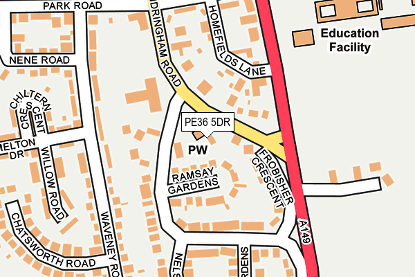 PE36 5DR map - OS OpenMap – Local (Ordnance Survey)