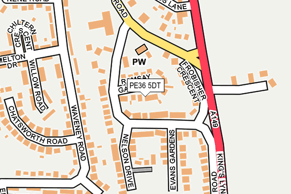 PE36 5DT map - OS OpenMap – Local (Ordnance Survey)
