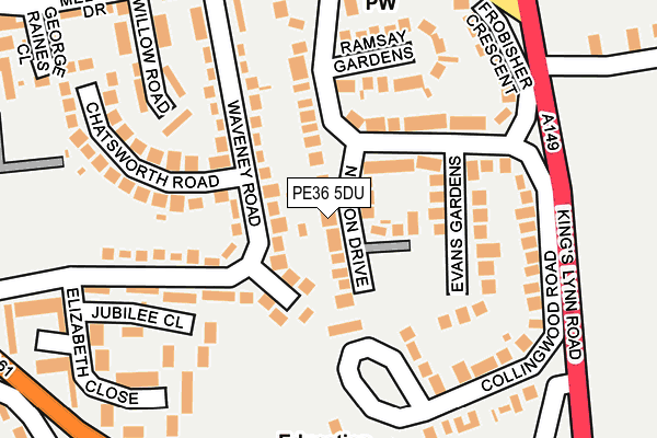 PE36 5DU map - OS OpenMap – Local (Ordnance Survey)