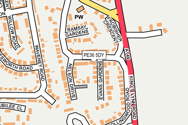 PE36 5DY map - OS OpenMap – Local (Ordnance Survey)