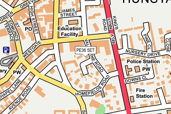 PE36 5ET map - OS OpenMap – Local (Ordnance Survey)
