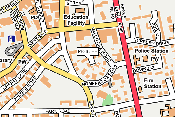 PE36 5HF map - OS OpenMap – Local (Ordnance Survey)