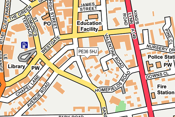 PE36 5HJ map - OS OpenMap – Local (Ordnance Survey)