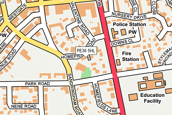PE36 5HL map - OS OpenMap – Local (Ordnance Survey)