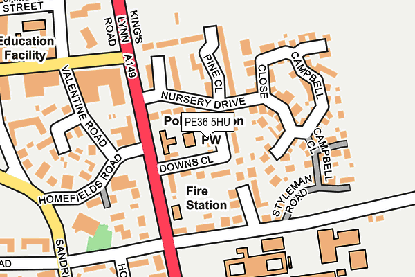 PE36 5HU map - OS OpenMap – Local (Ordnance Survey)