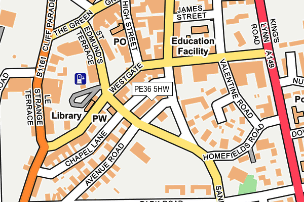 PE36 5HW map - OS OpenMap – Local (Ordnance Survey)