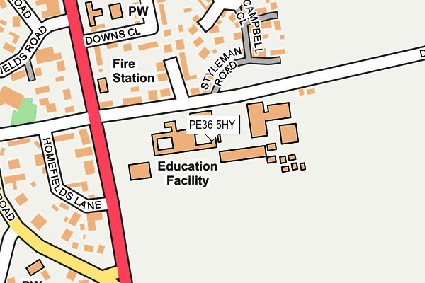 PE36 5HY map - OS OpenMap – Local (Ordnance Survey)