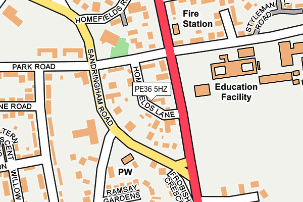 PE36 5HZ map - OS OpenMap – Local (Ordnance Survey)