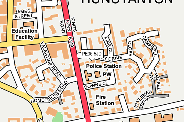 PE36 5JD map - OS OpenMap – Local (Ordnance Survey)