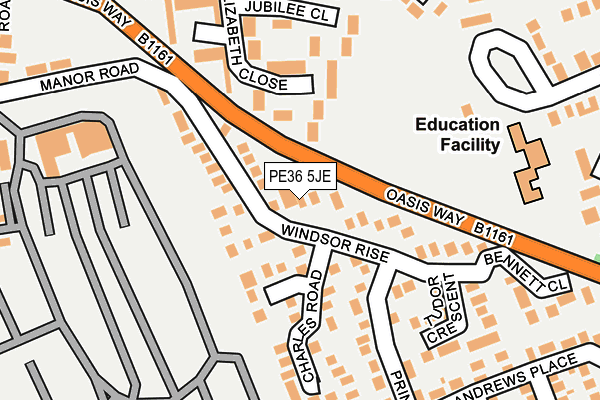 PE36 5JE map - OS OpenMap – Local (Ordnance Survey)