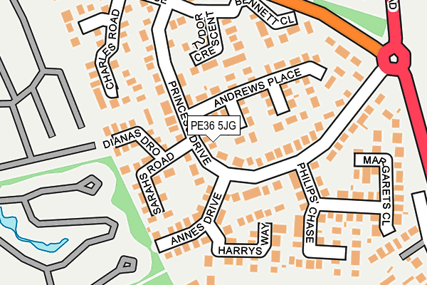 PE36 5JG map - OS OpenMap – Local (Ordnance Survey)