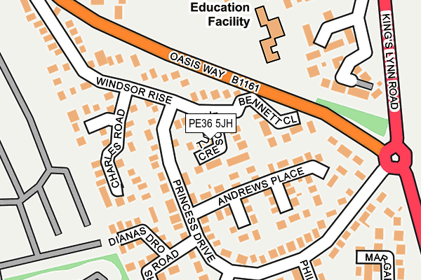 PE36 5JH map - OS OpenMap – Local (Ordnance Survey)