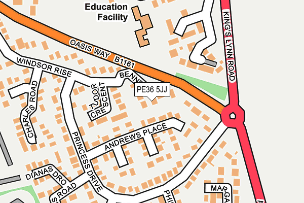 PE36 5JJ map - OS OpenMap – Local (Ordnance Survey)