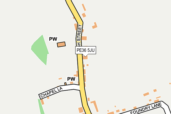 PE36 5JU map - OS OpenMap – Local (Ordnance Survey)