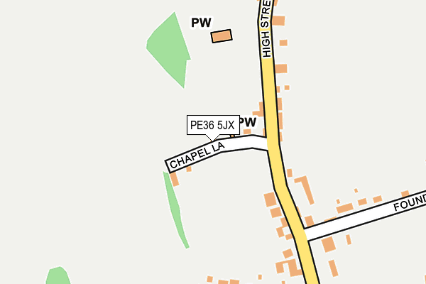 PE36 5JX map - OS OpenMap – Local (Ordnance Survey)