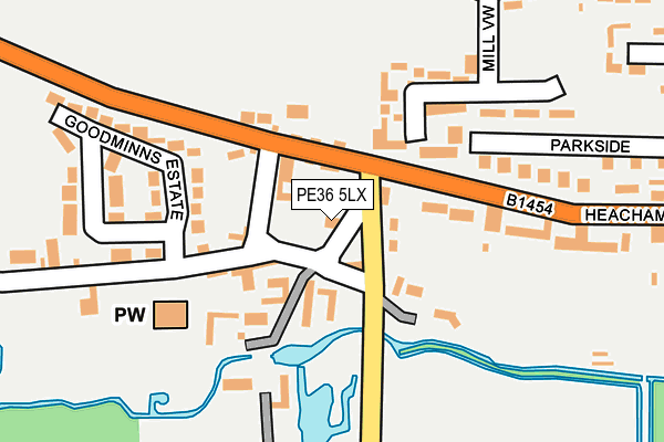 PE36 5LX map - OS OpenMap – Local (Ordnance Survey)