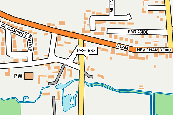 PE36 5NX map - OS OpenMap – Local (Ordnance Survey)