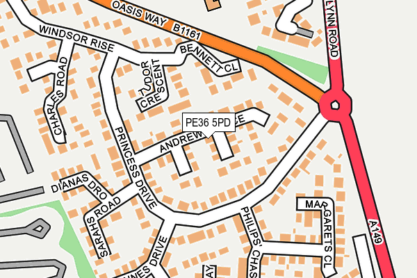 PE36 5PD map - OS OpenMap – Local (Ordnance Survey)