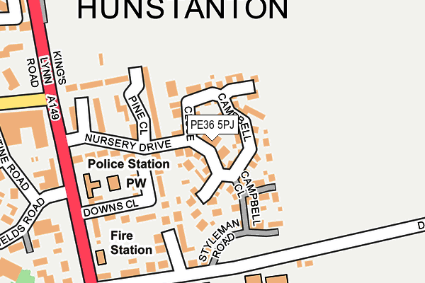 PE36 5PJ map - OS OpenMap – Local (Ordnance Survey)