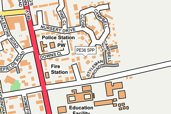 PE36 5PP map - OS OpenMap – Local (Ordnance Survey)