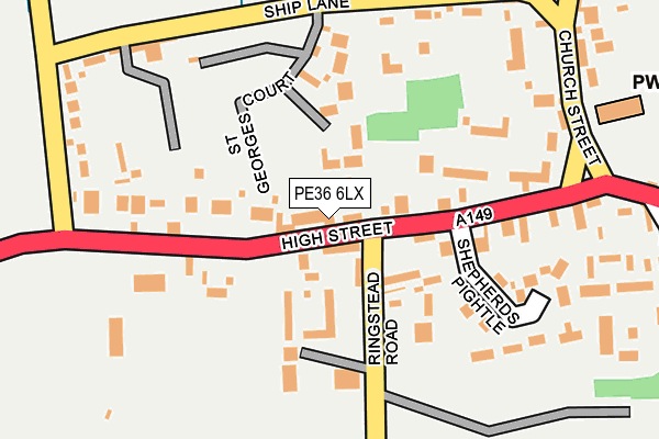 PE36 6LX map - OS OpenMap – Local (Ordnance Survey)
