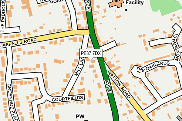 PE37 7DX map - OS OpenMap – Local (Ordnance Survey)