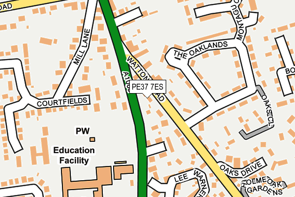 PE37 7ES map - OS OpenMap – Local (Ordnance Survey)