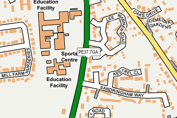 PE37 7GA map - OS OpenMap – Local (Ordnance Survey)
