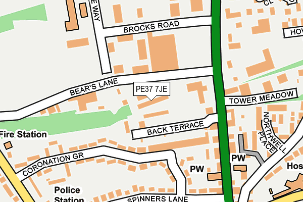PE37 7JE map - OS OpenMap – Local (Ordnance Survey)