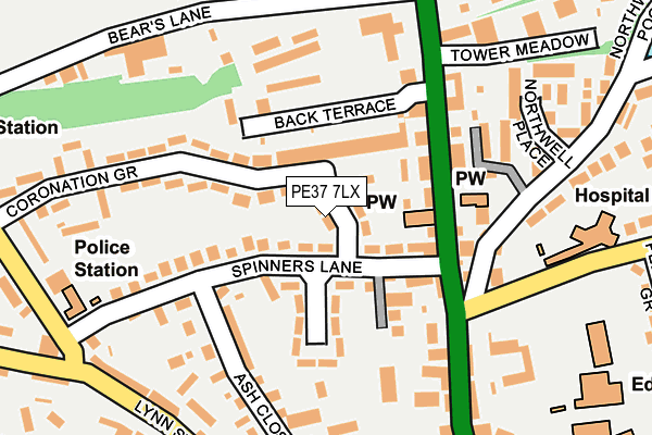PE37 7LX map - OS OpenMap – Local (Ordnance Survey)