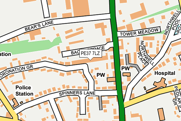 PE37 7LZ map - OS OpenMap – Local (Ordnance Survey)