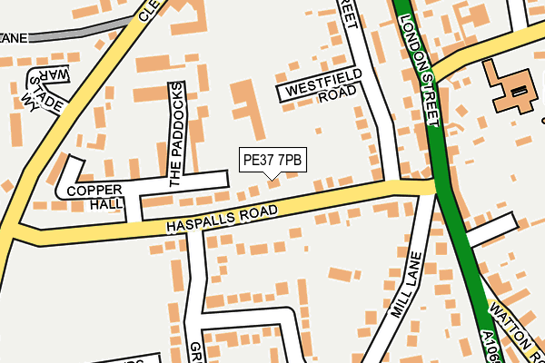 PE37 7PB map - OS OpenMap – Local (Ordnance Survey)