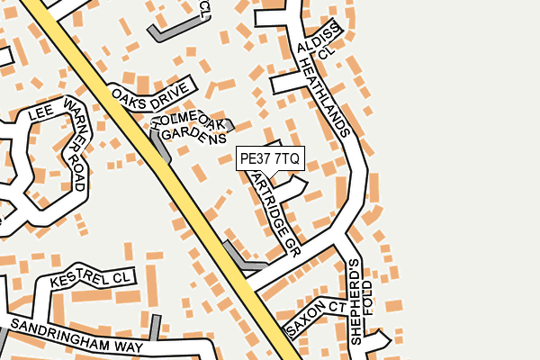 PE37 7TQ map - OS OpenMap – Local (Ordnance Survey)
