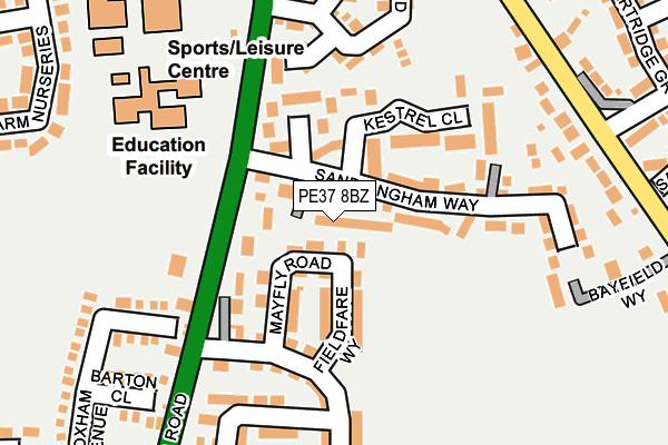 PE37 8BZ map - OS OpenMap – Local (Ordnance Survey)