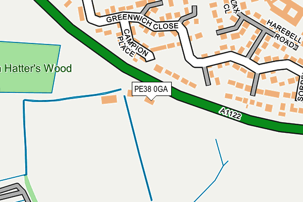 PE38 0GA map - OS OpenMap – Local (Ordnance Survey)