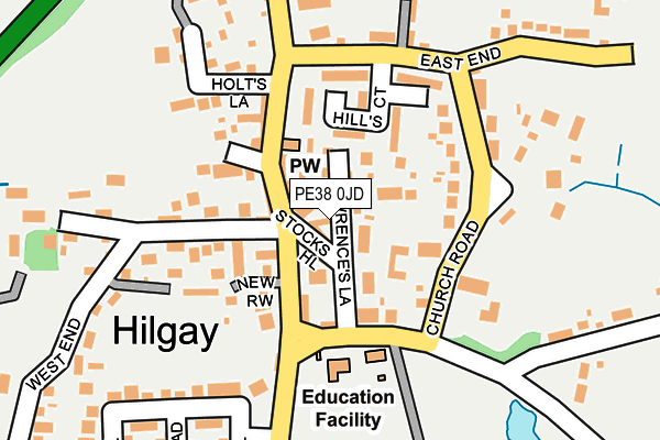 PE38 0JD map - OS OpenMap – Local (Ordnance Survey)