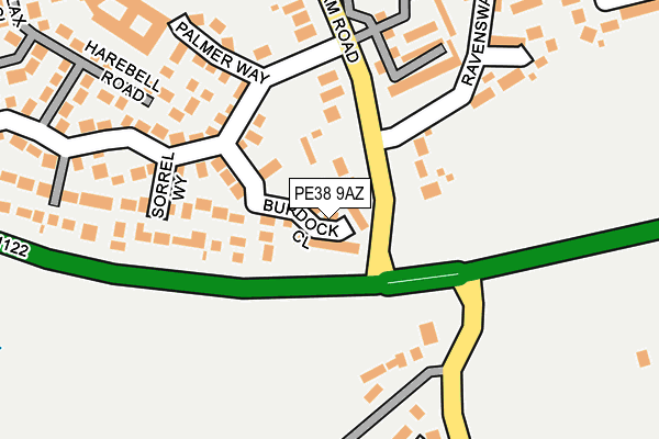 PE38 9AZ map - OS OpenMap – Local (Ordnance Survey)