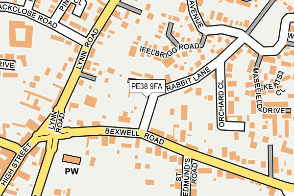 PE38 9FA map - OS OpenMap – Local (Ordnance Survey)