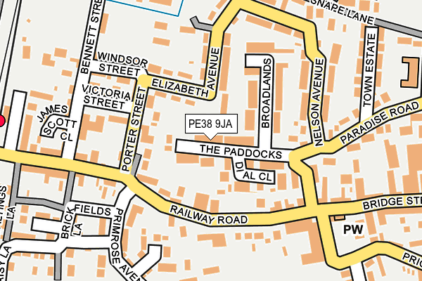 PE38 9JA map - OS OpenMap – Local (Ordnance Survey)