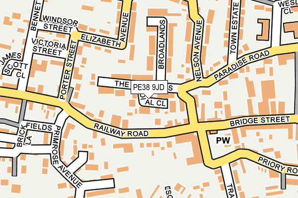 PE38 9JD map - OS OpenMap – Local (Ordnance Survey)