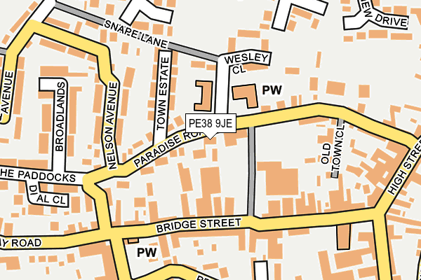 PE38 9JE map - OS OpenMap – Local (Ordnance Survey)