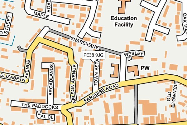 PE38 9JG map - OS OpenMap – Local (Ordnance Survey)